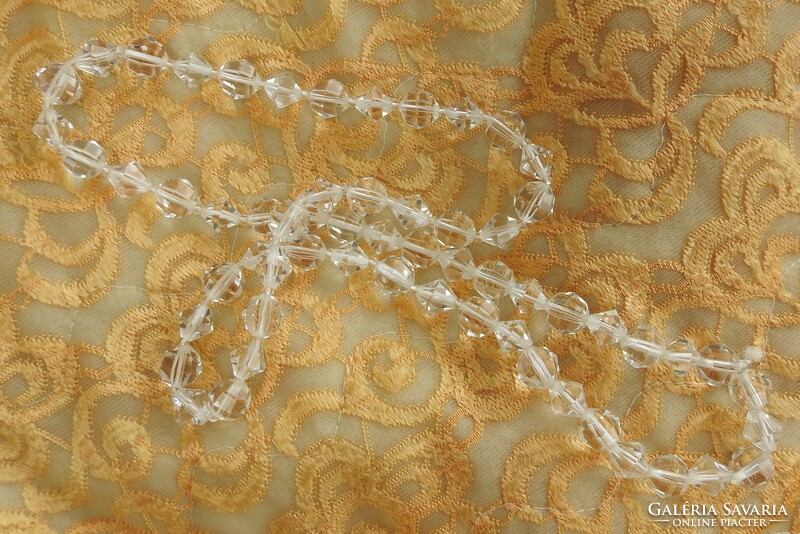 Vintage átlátszó fehér gyöngysor nyaklánc - nyakék