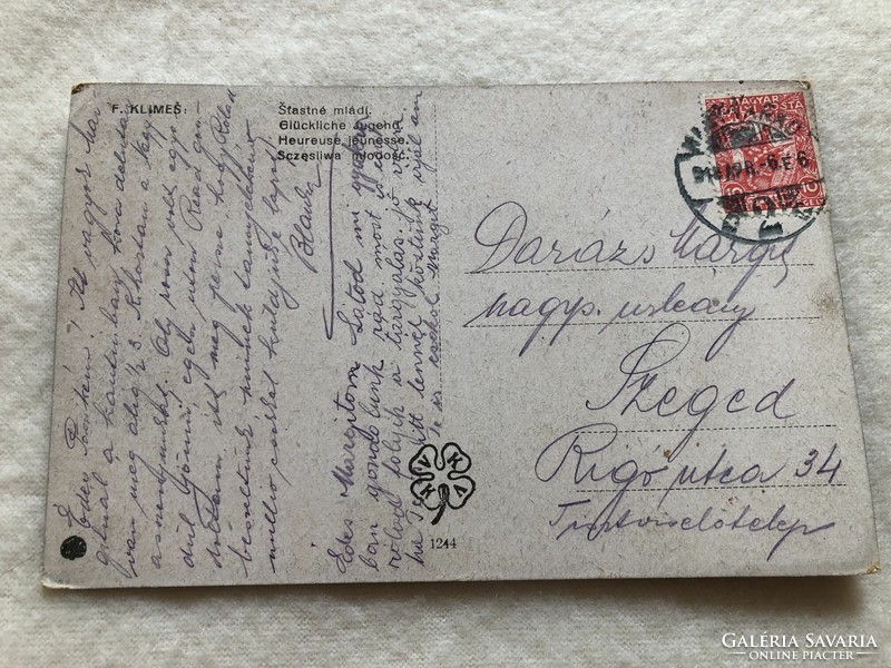 Antique, old romantic postcard - 1918 -6.