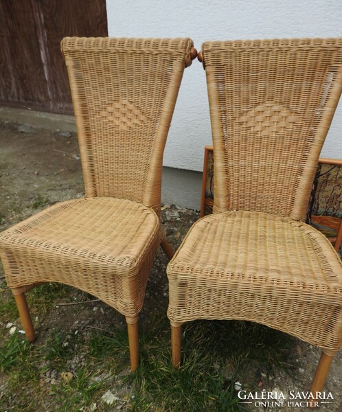 Pair of rattan cane dining chairs