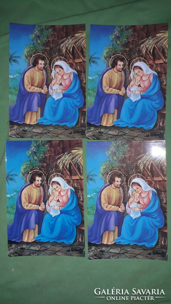 Retro színes keresztény postatiszta karácsonyi képeslapapok 4 db EGYBEN a képek szerint  3.