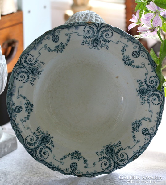 Antique English earthenware deep plates, acme england, empire decor, damaged
