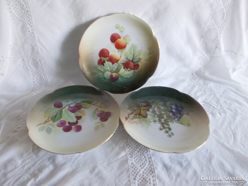 3 antique j&c luise bavaria fruit plates