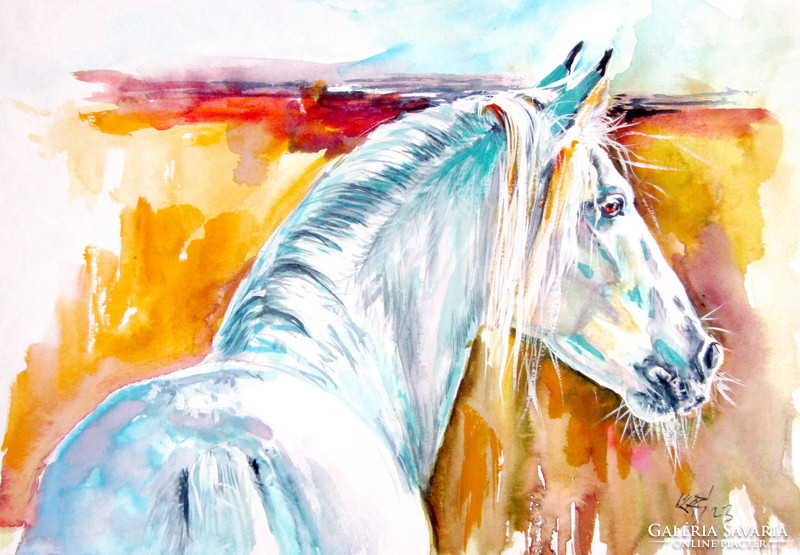 Andalusian horse III - watercolor painting / andalúz ló III - akvarell festmény