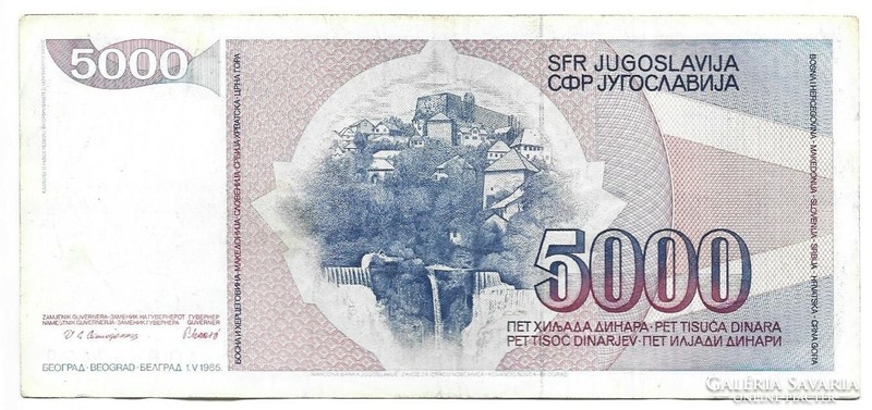 5000 dinár 1985 Jugoszlávia 3.