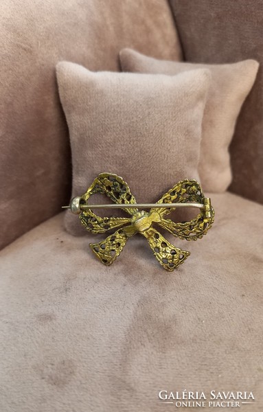 Antique gold-plated silver brooch bow