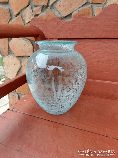 Retro turquoise blue vase cracked beautiful veil glass veil Carcagi berek bath glass
