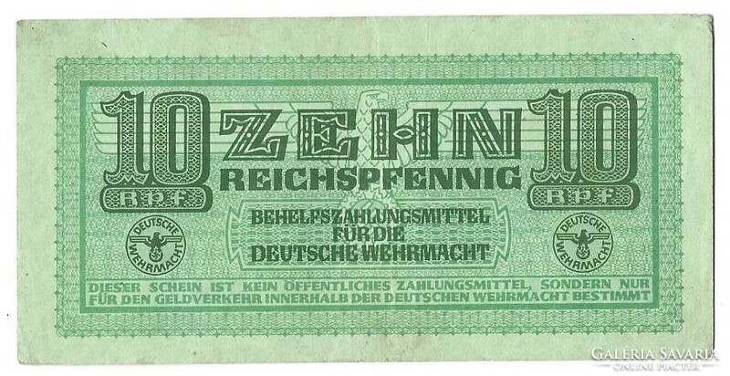 10 reichspfennig 1942 Németország Wehrmacht bankjegy