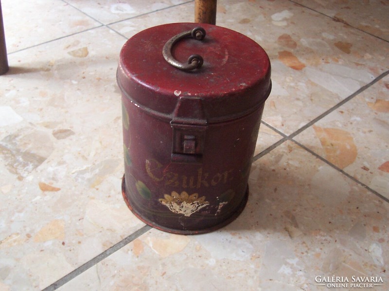 Very old tin sugar box