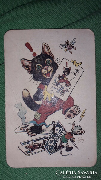 Antik FEKETE MACSKA játékkártya RITKASÁG a képek szerint