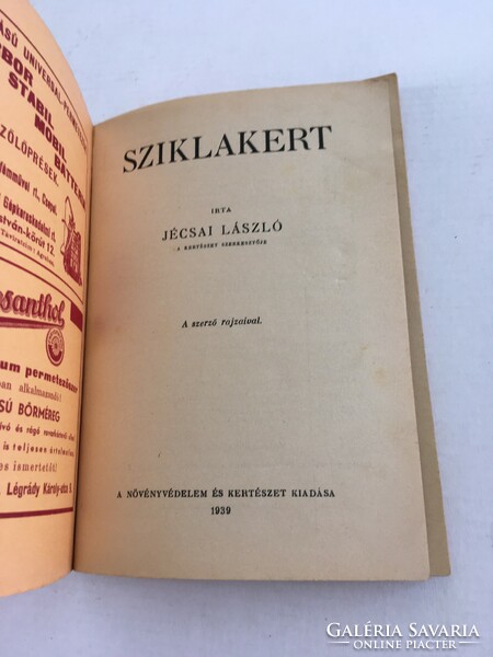 Jécsai László: Sziklakert - Növényvédelem és Kertészet Könyvtára 1939.