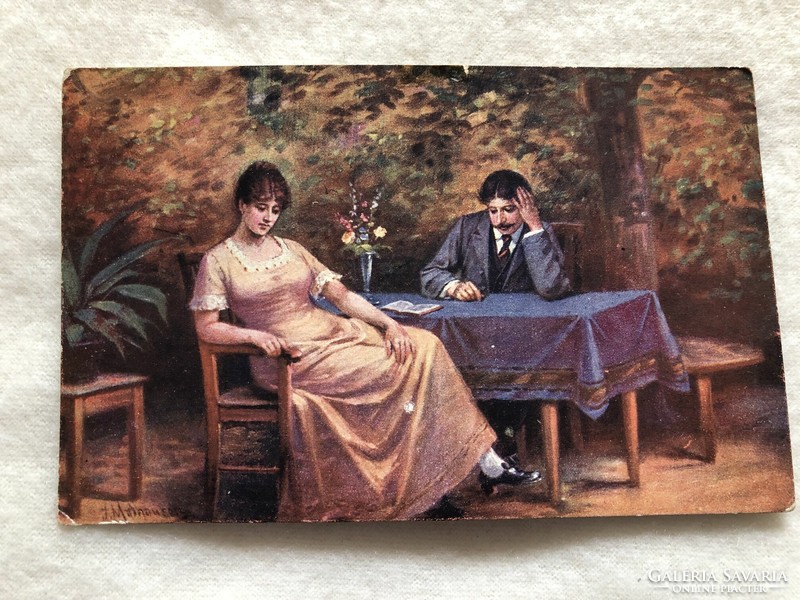 Antik, régi romantikus képeslap - 1916                         -6.