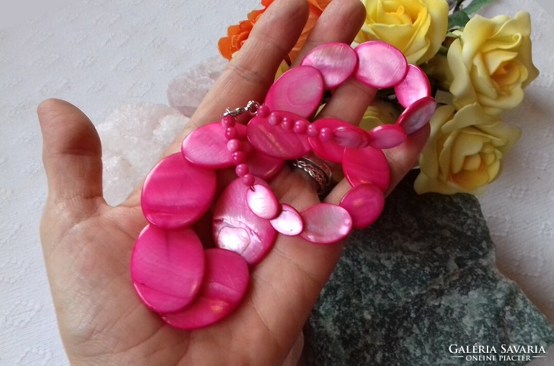 Csodaszép pink kagyló nyaklánc