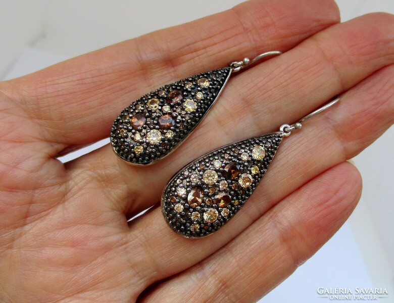 Beautiful handmade silver earrings with colored stones