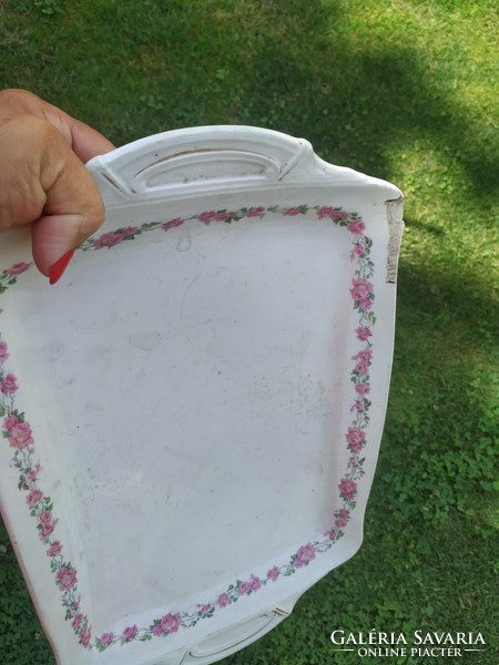 Antique ceramic bowl with pink rim, for sale!