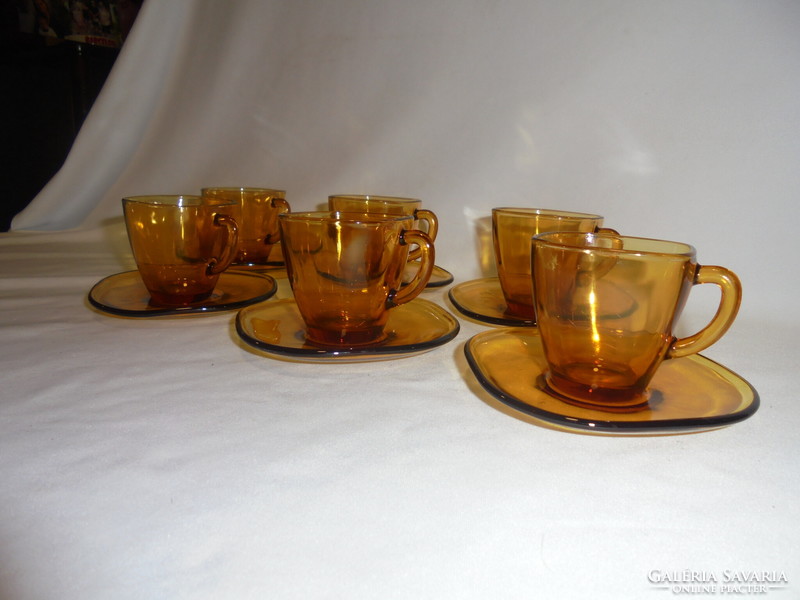 Art deco amber-colored six-person Jena coffee and mocha set