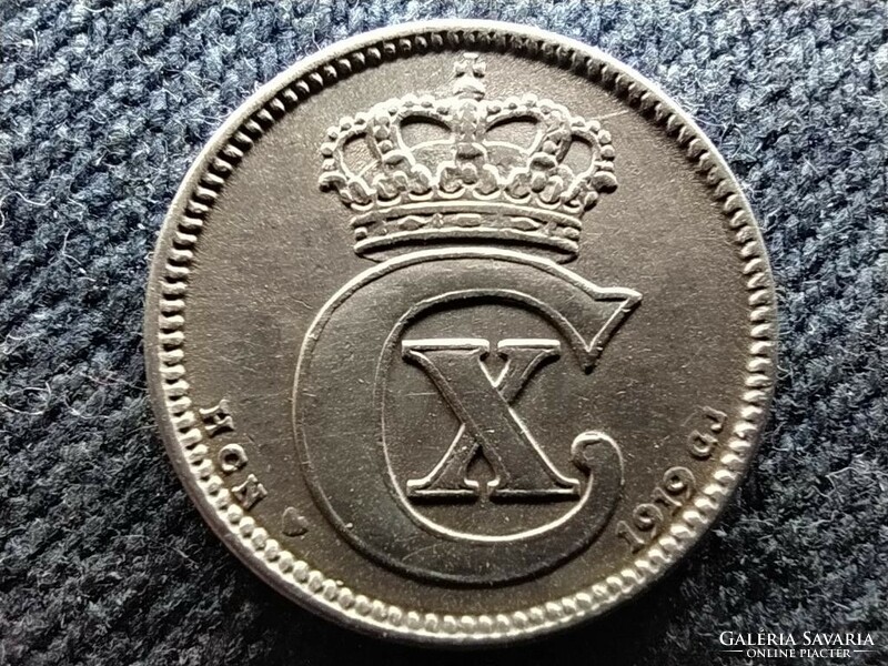 Denmark christian x king (1912-1947) .600 Silver 25 öre 1919 vbp (id73098)