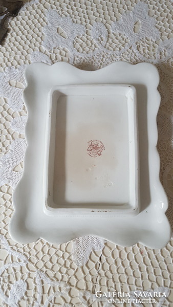 Meseszép rózsás Bristol angol Semi porcelán sajt,vajtartó