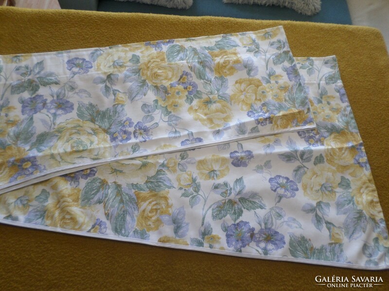 New cotton rose drapery with 3 rows of drawstrings.