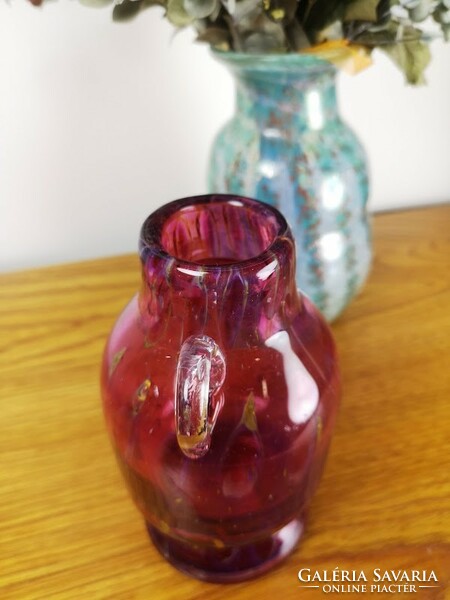 Rózsaszín pink vintage üveg váza - 50116