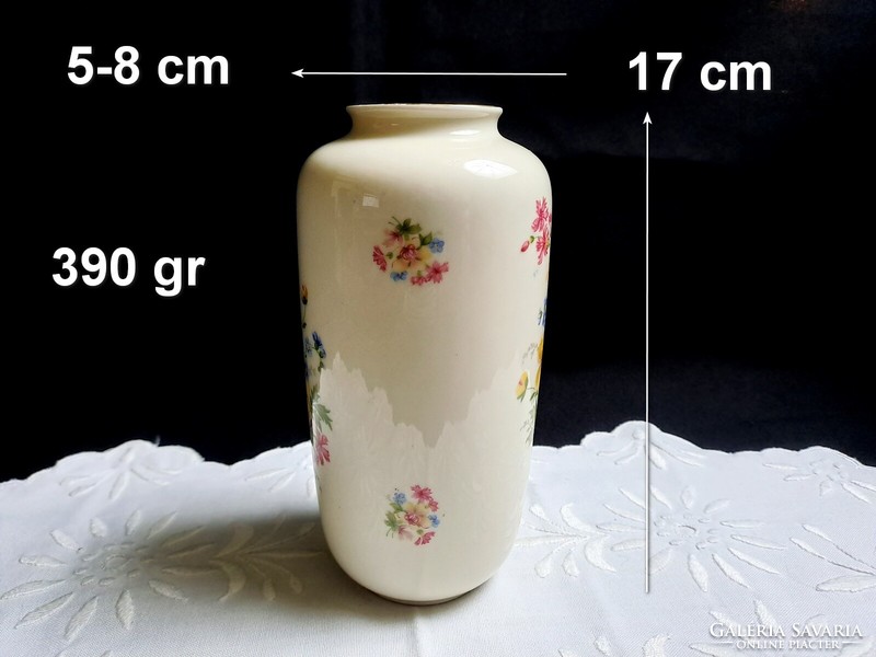 Nagyon szép Bavaria Schirnding porcelán váza virág mintával 17 cm