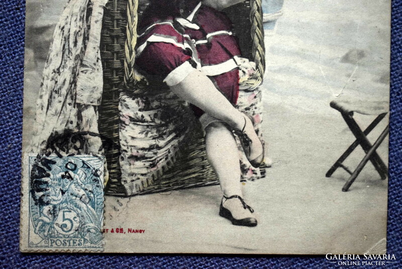 Antik  humoros fotó képeslap - hölgyek fürdőruhában