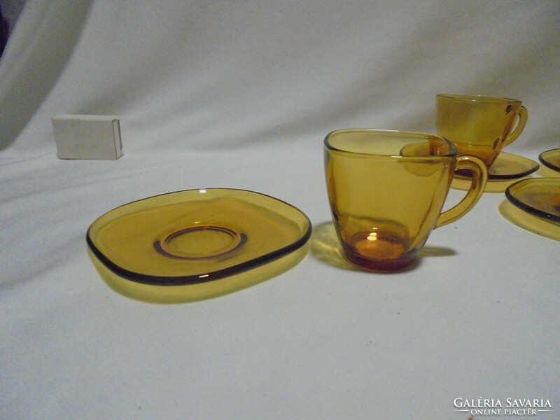 Art deco amber-colored six-person Jena coffee and mocha set