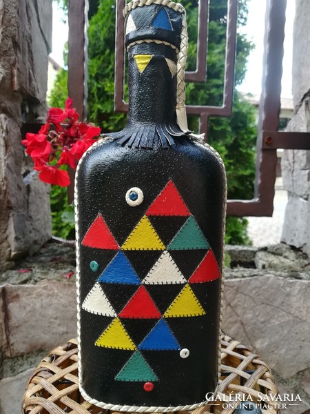 25 cm high, colorful cognac bottle from the 1960s-1970s
