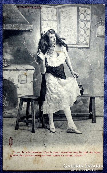 2 db Antik  fotó képeslap - Hamupipőke  és a herceg / cipőpróba