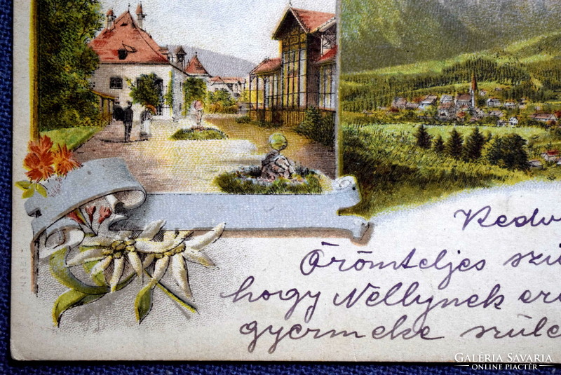 Antik színes litho mozaik képeslap - Marosvásárhely  1901