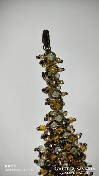 Vintage kézműves gyöngy és fém virágokkal karkötő egyedi darab