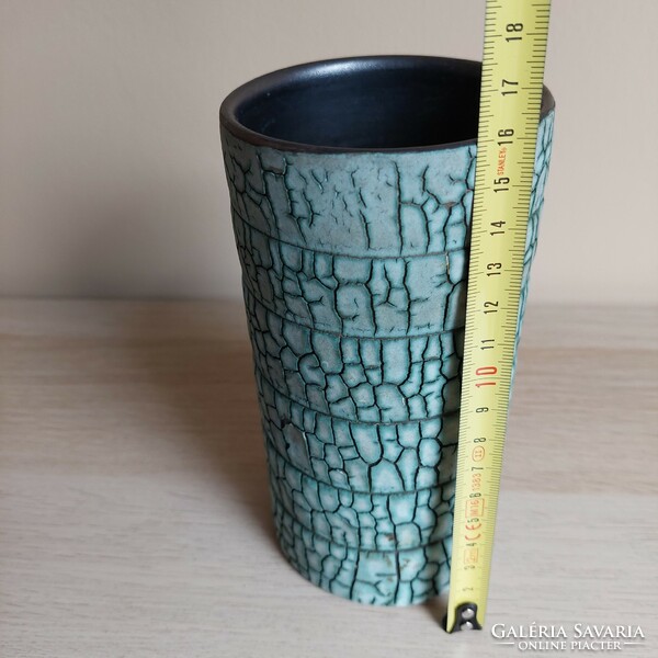 Hódmezővásárhely ceramic vase with cracked glaze