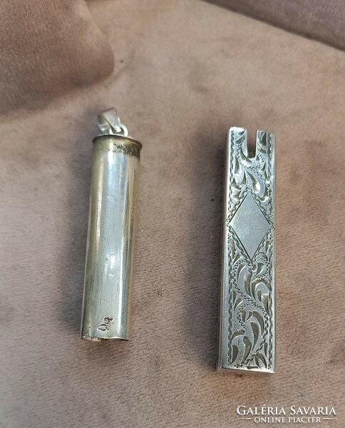 Antique silver lipstick pendant