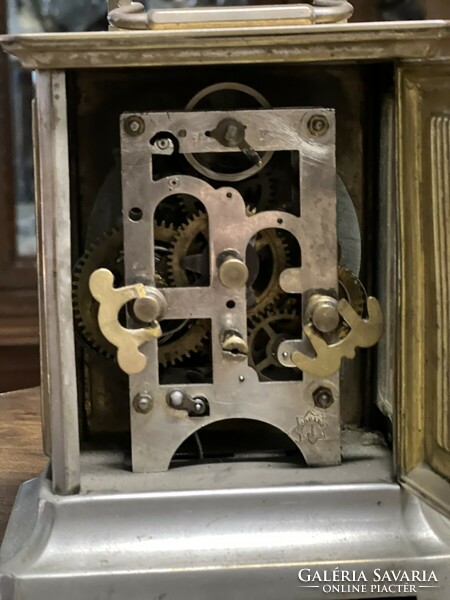 Antik Junghans szerkezetes ezüstözött FMS utazó- ébresztő - hintó óra