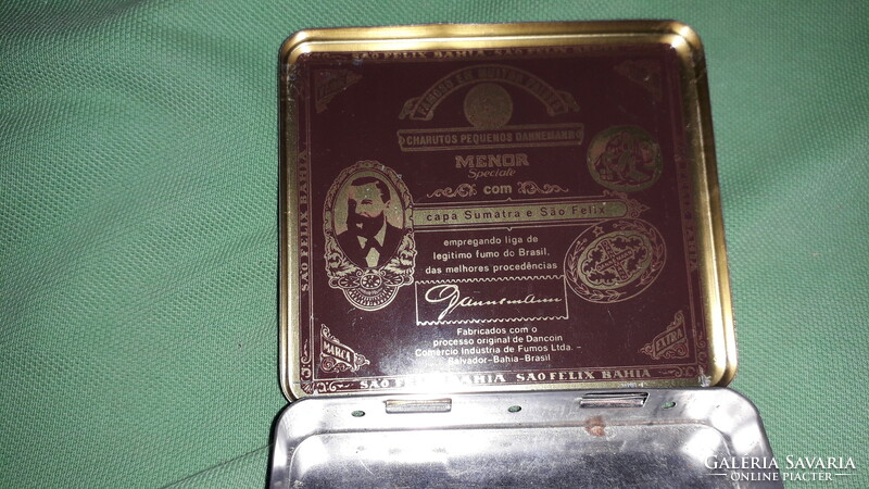 Old dannemann menor speciale sumatra metal plate cigar box 8 x 9 cm as shown in the pictures