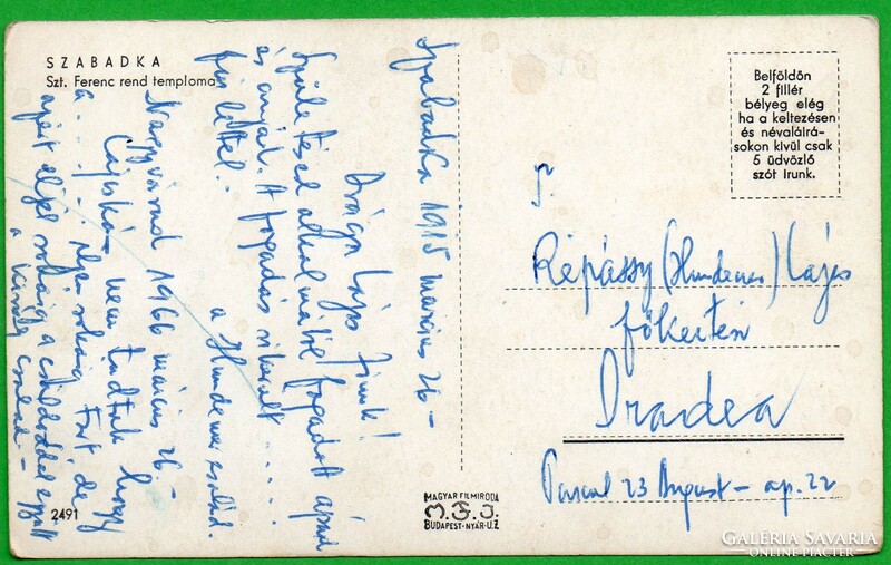 231 --- Futott képeslap  1915 Szabadka