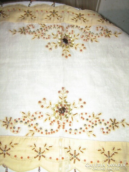 Beautiful special organza tablecloth with pearl embroidery