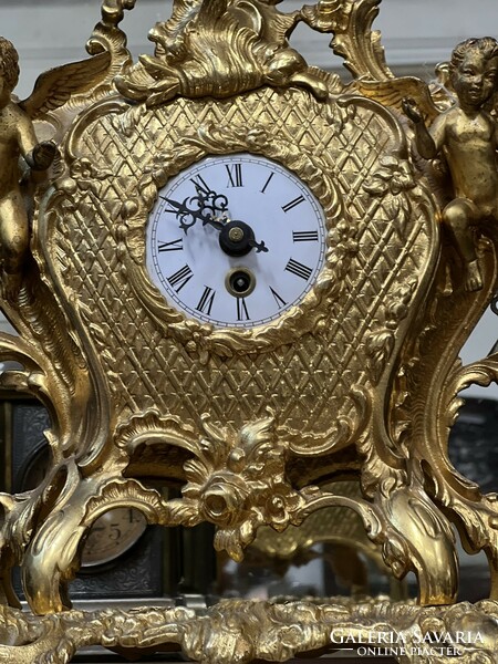 Antik stílusú barokkos puttós asztali - kandalló óra