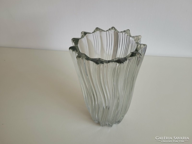 Régi üvegváza vastagfalú art deco jellegű váza 23.5 cm