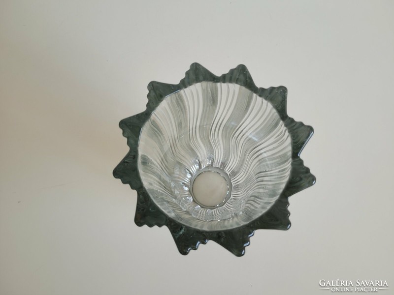 Régi üvegváza vastagfalú art deco jellegű váza 23.5 cm