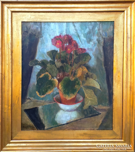 On Vaszkó (1896-1945): primroses in a vase 928
