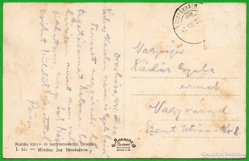 C - 040 Futott magyar képeslap   Gyopárosfürdő  1942 (Barasits fotó)