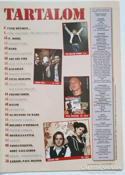 Rockinform magazin 07/6 Keith Richards Rudán Manson LGT Mobil Linkin Freshfabrik Rory Gallagher NIN