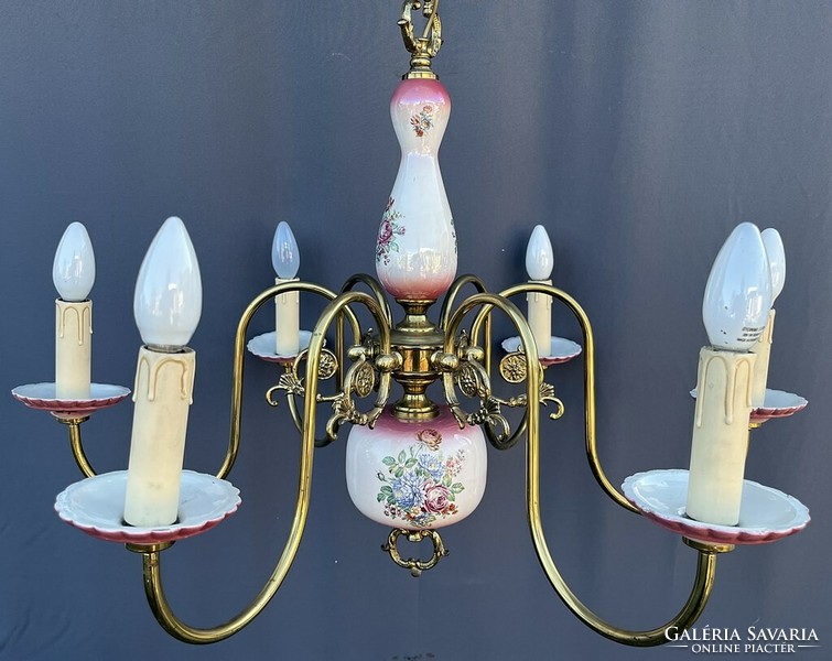 Majolica, majolica antique chandelier.
