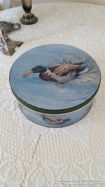 A very nice wild duck round metal box
