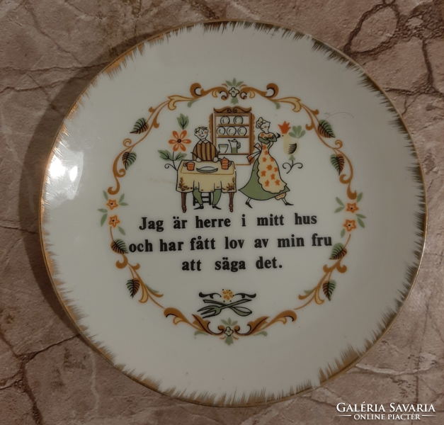 Decorative wall plate with Swedish inscription