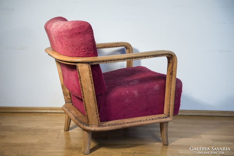 Special modernist walnut armchair - in condition to be renovated!