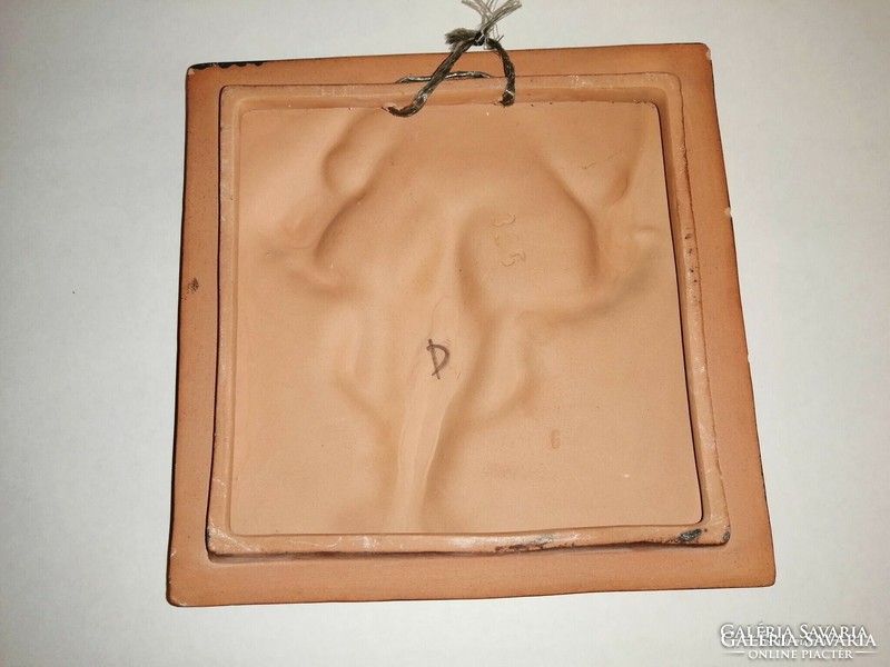 Vintage Jihokera kerámia rákos falikép 18*18 cm (K)