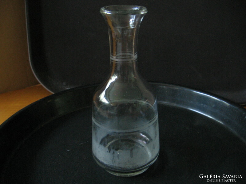 Régi csíkos porciós üveg , palack, kalibrált 1/4 l-es