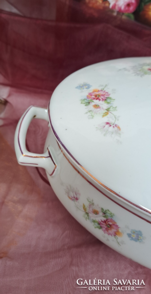 Antique poppy flower soup bowl
