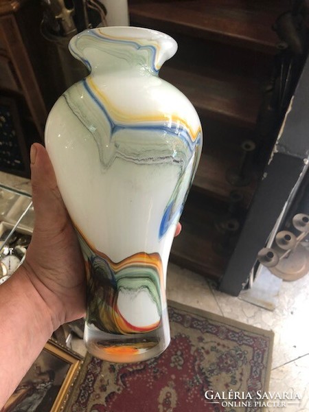 Muránói üveg váza, 24 cm,-es magasságú, hibátlan alkotás